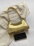 Crocodile Embossed Baguette Bag Gold Funky Shoulder Bag