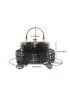 Plaid Pattern Dome Bag Bow Decor Top Handle