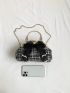 Plaid Pattern Dome Bag Bow Decor Top Handle