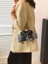 Plaid Pattern Dome Bag Bow Decor Top Handle