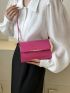 Mini Square Bag Letter Detail Metal Decor Flap Adjustable Strap