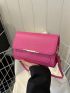 Mini Square Bag Letter Detail Metal Decor Flap Adjustable Strap