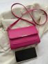 Mini Square Bag Letter Detail Metal Decor Flap Adjustable Strap