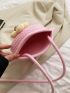 Baby Pink Crochet Bag Flower Decor Cute For Summer