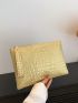 Zipper Square Bag Fashionable Crocodile Embossed Studded Decor