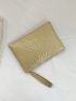 Zipper Square Bag Fashionable Crocodile Embossed Studded Decor