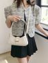 PU Baguette Bag Solid Color Buckle Decor