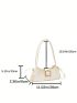 PU Baguette Bag Solid Color Buckle Decor