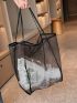 Fashion High Capacity Mesh Shoulder Bag Shopping Bag, Clear Bag