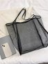 Fashion High Capacity Mesh Shoulder Bag Shopping Bag, Clear Bag