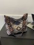 Vacation Hobo Bag Geometric Pattern Adjustable Strap