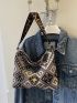 Vacation Hobo Bag Geometric Pattern Adjustable Strap