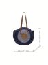 Color Block Straw Bag Vacation Large Capacity