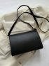 Mini Square Bag Letter Graphic Flap PU Green
