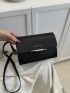 Mini Square Bag Letter Graphic Flap PU Green