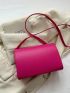 Mini Square Bag Letter Graphic PU Neon Pink Flap