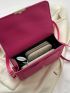 Mini Square Bag Letter Graphic PU Neon Pink Flap