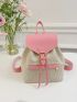 Two Tone Straw Bag Flap Buckle Decor Vacation