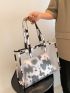 Clear Shoulder Tote Bag With Inner Pouch Contrast Binding