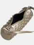 Medium Shoulder Bag Metallic Pattern Studded Decor