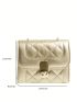 Mini Square Bag Metallic Pattern Twist Lock Chain Strap