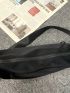 Letter Patch Decor Novelty Bag Zipper Black