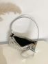 Quilted Baguette Bag Zipper With Coin Purse Metallic Funky