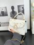 Mini Flower Embroidered Square Bag Faux Pearl Beaded