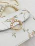 Mini Flower Embroidered Square Bag Faux Pearl Beaded