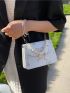 Mini Flower Embroidered Square Bag Faux Pearl Beaded
