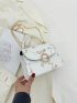 Mini Flower Embroidered Square Bag Faux Pearl Beaded