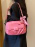 Small Flap Saddle Bag Ruched Detail Twilly Scarf Decor Neon Pink Funky