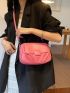 Small Flap Saddle Bag Ruched Detail Twilly Scarf Decor Neon Pink Funky