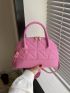Small Dome Bag Quilted Pattern Minimalist With Zipper
