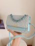 Small Flap Square Bag Ruched Detail Metal Decor