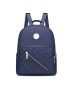 Medium Fashion Backpack Solid Color Metal Decor