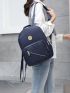 Medium Fashion Backpack Solid Color Metal Decor