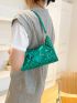 Quilted Baguette Bag Zipper With Coin Purse Metallic Funky