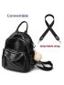 Vegan Leather Mini Backpack Cute Convertible Small Shoulder Bag for Girls Women