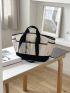 Oversized Tote Bag Double Handle Colorblock Canvas