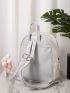 Mini Bow Decor Classic Backpack Zipper Holographic Funky