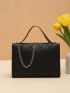 Small Square Bag Rhombus Pattern Black Flap For Work