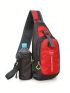 Outdoor Sports Sling Bag Casual Nylon Crossbody Bag Waterproof Chest Bag With Water Bottle Holder For Running Hiking