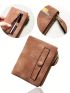 Minimalist Small Wallet Snap Button Brown