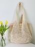 Apricot Crochet Bag Hollow Out Large Capacity For Vacation