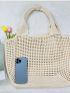 Apricot Crochet Bag Hollow Out Large Capacity For Vacation