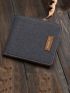 Letter Patch Decor Small Wallet Bifold Black