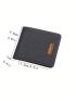 Letter Patch Decor Small Wallet Bifold Black