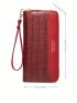 Crocodile Embossed Long Wallet Zipper Red