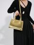 Small Square Bag Gold Funky Double Handle